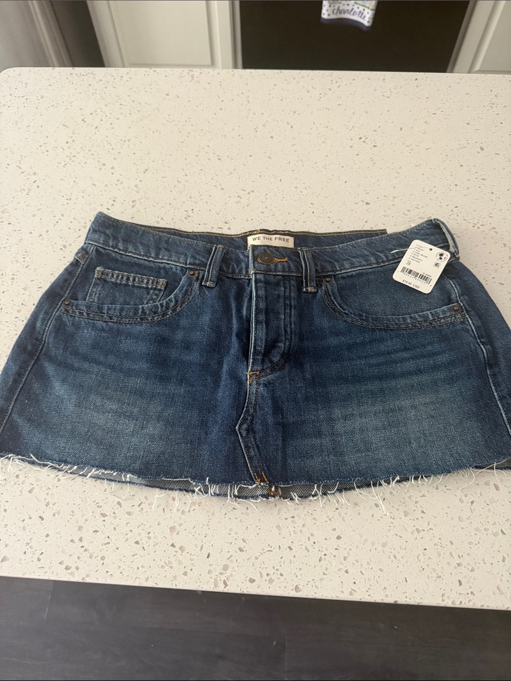 Free People Blue Denim Mini Skirt with Raw Hem